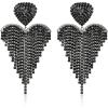 image:imageBriLove Tassel Heart Earrings Dangling Prom Jewelry for WomenFashion Long Chandelier Sparkle Crystal Rhinestone Dangle Drop Earring Wedding PartyBlack BlackTone