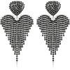 image:imageBriLove Tassel Heart Earrings Dangling Prom Jewelry for WomenFashion Long Chandelier Sparkle Crystal Rhinestone Dangle Drop Earring Wedding PartyBlack SilverTone