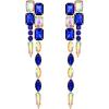 image:imageBriLove Womens Stunning Crystal Rhinestone Marquise Rectangle Emerald Cut Geometric Long Chandelier Drop Statement Earrings for Women Party Prom Jewelry AccessoriesBlue GoldTone
