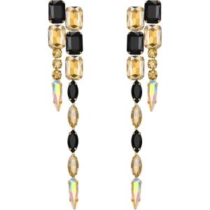 image:imageBriLove Womens Stunning Crystal Rhinestone Marquise Rectangle Emerald Cut Geometric Long Chandelier Drop Statement Earrings for Women Party Prom Jewelry AccessoriesChampagne Color GoldTone
