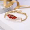 image:imageBriLove Angel Wings Bracelet Dainty Adjustable Link Bracelets Gift for Women Ruby Color GoldTone