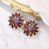 image:imageBriLove Art Deco Sparkling Crystal Marquise Flower Stud Earrings for WomenPurple GoldTone