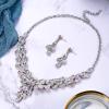 image:imageBriLove Costume Fashion Jewelery Set for Women Multi Teardrop Cluster YShaped Necklace Dangle EarringsClear AB SilverTone