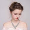image:imageBriLove Costume Fashion Jewelery Set for Women Multi Teardrop Cluster YShaped Necklace Dangle EarringsClear AB SilverTone