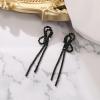 image:imageBriLove Fashion Long Sparkling Tassel Dangle Drop Earring Butterfly Knot Chandelier Dangling Earrings for Women Wedding Party Prom Black BlackTone
