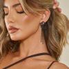 image:imageBriLove Fashion Long Sparkling Tassel Dangle Drop Earring Butterfly Knot Chandelier Dangling Earrings for Women Wedding Party Prom Black BlackTone