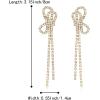 image:imageBriLove Fashion Long Sparkling Tassel Dangle Drop Earring Butterfly Knot Chandelier Dangling Earrings for Women Wedding Party Prom Iridescent AB GoldTone