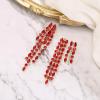 image:imageBriLove Fashion Stunning 2 Layer Tassel Rhinestone Marquise Earrings Dangling for Women Wedding Party PromRuby Color GoldTone