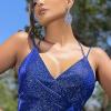 image:imageBriLove Gorgeous Bling Rhinestone 3 Layered Marqusie Cluster Dangle Drop Earrings for Women Bride Bridesmaid Wedding Party Prom05Royal Blue GoldTone