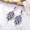 image:imageBriLove Gorgeous Bling Rhinestone 3 Layered Marqusie Cluster Dangle Drop Earrings for Women Bride Bridesmaid Wedding Party Prom05Royal Blue GoldTone