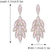 image:imageBriLove Gorgeous Bling Rhinestone 3 Layered Marqusie Cluster Dangle Drop Earrings for Women Bride Bridesmaid Wedding Party Prom07Pink GoldTone