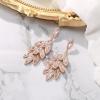 image:imageBriLove Gorgeous Bling Rhinestone 3 Layered Marqusie Cluster Dangle Drop Earrings for Women Bride Bridesmaid Wedding Party Prom07Pink GoldTone