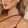 image:imageBriLove Gorgeous Shiny Rhinestones Big Teardrop Cluster Leaf Shape Dangle Earrings for Women Wedding Party Prom Jewelry AccessoryBlack BlackTone