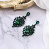 image:imageBriLove Gorgeous Shiny Rhinestones Big Teardrop Cluster Leaf Shape Dangle Earrings for Women Wedding Party Prom Jewelry AccessoryEmerald Color BlackTone
