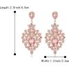 image:imageBriLove Gorgeous Shiny Rhinestones Big Teardrop Cluster Leaf Shape Dangle Earrings for Women Wedding Party Prom Jewelry AccessoryPeach RoseGoldTone