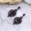 image:imageBriLove Gorgeous Shiny Rhinestones Big Teardrop Cluster Leaf Shape Dangle Earrings for Women Wedding Party Prom Jewelry AccessoryPurple BlackTone