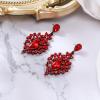 image:imageBriLove Gorgeous Shiny Rhinestones Big Teardrop Cluster Leaf Shape Dangle Earrings for Women Wedding Party Prom Jewelry AccessoryRuby Color BlackTone