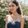 image:imageBriLove Gorgeous Shiny Rhinestones Big Teardrop Cluster Leaf Shape Dangle Earrings for Women Wedding Party Prom Jewelry AccessorySapphire Color BlackTone