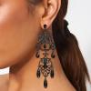 image:imageBriLove Gorgeous Shiny Rhinestones Teardrop Cluster Heart Shape Chandelier Long Dangle Earrings for Women Wedding Party Prom Jewelry AccessoryBlack BlackTone
