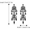 image:imageBriLove Gorgeous Shiny Rhinestones Teardrop Cluster Heart Shape Chandelier Long Dangle Earrings for Women Wedding Party Prom Jewelry AccessoryBlack BlackTone