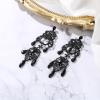 image:imageBriLove Gorgeous Shiny Rhinestones Teardrop Cluster Heart Shape Chandelier Long Dangle Earrings for Women Wedding Party Prom Jewelry AccessoryBlack BlackTone