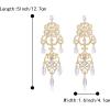 image:imageBriLove Gorgeous Shiny Rhinestones Teardrop Cluster Heart Shape Chandelier Long Dangle Earrings for Women Wedding Party Prom Jewelry AccessoryClear GoldTone