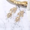image:imageBriLove Gorgeous Shiny Rhinestones Teardrop Cluster Heart Shape Chandelier Long Dangle Earrings for Women Wedding Party Prom Jewelry AccessoryClear GoldTone
