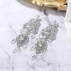 image:imageBriLove Gorgeous Shiny Rhinestones Teardrop Cluster Heart Shape Chandelier Long Dangle Earrings for Women Wedding Party Prom Jewelry AccessoryClear SilverTone