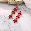 image:imageBriLove Gorgeous Sparkly Rhinestone 3 Layered Marquise Leaf Cluster Dangle Earrings for WomenRuby Color GoldTone