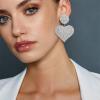 image:imageBriLove Gorgeous Stunning Heart Earrings for WomenFashion Sparkle Full Crystal Dangle Drop Earring for Wedding Party PromClear SilverTone