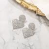 image:imageBriLove Gorgeous Stunning Heart Earrings for WomenFashion Sparkle Full Crystal Dangle Drop Earring for Wedding Party PromClear SilverTone