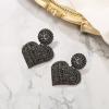 image:imageBriLove Gorgeous Stunning Heart Earrings for WomenFashion Sparkle Full Crystal Dangle Drop Earring for Wedding Party PromGrey BlackTone