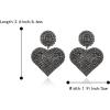 image:imageBriLove Gorgeous Stunning Heart Earrings for WomenFashion Sparkle Full Crystal Dangle Drop Earring for Wedding Party PromGrey BlackTone