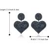 image:imageBriLove Gorgeous Stunning Heart Earrings for WomenFashion Sparkle Full Crystal Dangle Drop Earring for Wedding Party PromSapphire Color BlackTone