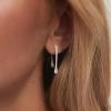 image:imageBriLove Minimalist Teardrop Front Back Dangle Drop Earrings for Women Unique Simple Thick Line Dangling Fashion Jewelry Gifts for Prom Party Daily Wear AccessoriesSilver