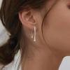 image:imageBriLove Minimalist Teardrop Front Back Dangle Drop Earrings for Women Unique Simple Thick Line Dangling Fashion Jewelry Gifts for Prom Party Daily Wear AccessoriesSilver