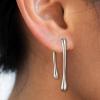 image:imageBriLove Minimalist Teardrop Front Back Dangle Drop Earrings for Women Unique Simple Thick Line Dangling Fashion Jewelry Gifts for Prom Party Daily Wear AccessoriesSilver