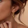image:imageBriLove Minimalist Teardrop Front Back Dangle Drop Earrings for Women Unique Simple Thick Line Dangling Fashion Jewelry Gifts for Prom Party Daily Wear AccessoriesGold