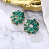 image:imageBriLove Sparkling Geometric Crystal Rhinestones Square Cluster Statement Stud Earrings for Women Party Prom Emerald Color GoldTone