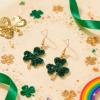 image:imageBriLove St Patricks Day Clover Earrings Dangling Hook Shamrock Green Earring for Women Party Prom AccessoriesSingle Shamrock