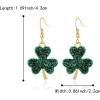image:imageBriLove St Patricks Day Clover Earrings Dangling Hook Shamrock Green Earring for Women Party Prom AccessoriesSingle Shamrock