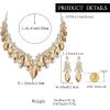 image:imageBriLove Statement Wedding Jewelery Set Shiny Gorgeous Crystal Marquise Cluster Necklace Earrings for Womens Bridal Party Prom AccessoriesChampagne GoldTone