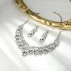 image:imageBriLove Statement Wedding Jewelery Set Shiny Gorgeous Crystal Marquise Cluster Necklace Earrings for Womens Bridal Party Prom AccessoriesClear SilverTone