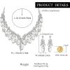 image:imageBriLove Statement Wedding Jewelery Set Shiny Gorgeous Crystal Marquise Cluster Necklace Earrings for Womens Bridal Party Prom AccessoriesClear SilverTone