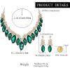 image:imageBriLove Statement Wedding Jewelery Set Shiny Gorgeous Crystal Marquise Cluster Necklace Earrings for Womens Bridal Party Prom AccessoriesEmerald Color GoldTone