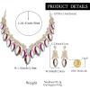 image:imageBriLove Statement Wedding Jewelery Set Shiny Gorgeous Crystal Marquise Cluster Necklace Earrings for Womens Bridal Party Prom AccessoriesIridescent AB GoldTone