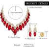 image:imageBriLove Statement Wedding Jewelery Set Shiny Gorgeous Crystal Marquise Cluster Necklace Earrings for Womens Bridal Party Prom AccessoriesRuby Color GoldTone