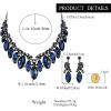 image:imageBriLove Statement Wedding Jewelery Set Shiny Gorgeous Crystal Marquise Cluster Necklace Earrings for Womens Bridal Party Prom AccessoriesSapphire Color BlackTone