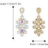 image:imageBriLove Stunning Crystal Rhinestone Teardrop Rectangle Emerald Cut Long Chandelier Drop Dangle Earrings for Women Party Prom Iridescent AB GoldTone