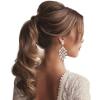 image:imageBriLove Stunning Crystal Rhinestone Teardrop Rectangle Emerald Cut Long Chandelier Drop Dangle Earrings for Women Party Prom Iridescent AB GoldTone